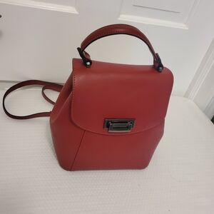 Cielo Celeste Italian Red Leather Convertible Backpack, Satchel, Shoulder Bag
